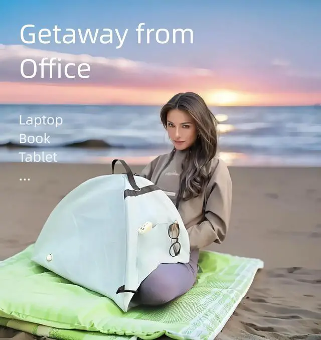 Alt view image 3 of 5 - Laptop Sunshade Tent & Bag Portable Case for Working Outside | Anti-Glare | Water Resistant | Heat Reflective | Portable Privacy Screen Hood | Cubicle Shade for Laptop