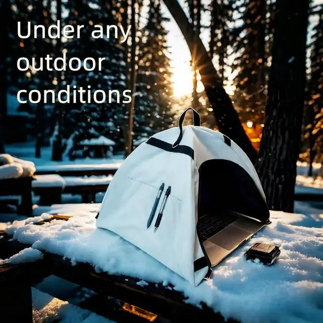 Alt view image 5 of 5 - Laptop Sunshade Tent & Bag Portable Case for Working Outside | Anti-Glare | Water Resistant | Heat Reflective | Portable Privacy Screen Hood | Cubicle Shade for Laptop