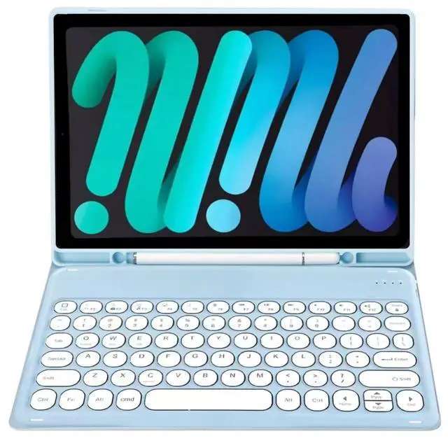 Alt view image 5 of 5 - KcoxdCn Slim Candy Colors Keyboard Case Compatible with iPad mini 7 (A17 Pro) 2024 / iPad mini 6 (2021) 8.3 inch with Pencil Holder Mutil Angles Stand Cover Detachable Wireless Keyboard (Light Blue)