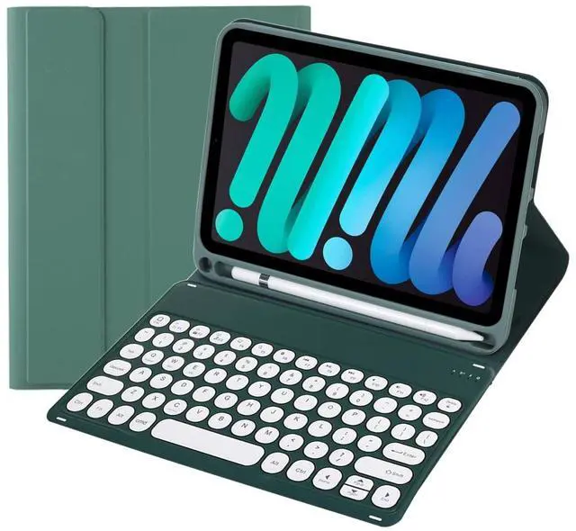 Main image of KcoxdCn Slim Candy Colors Keyboard Case Compatible with iPAD Mini with S Pen Holder, Mutil Angles Stand Cover Detachable Wireless Keyboard (Dark Green, iPad Mini 2 3 4 5 (7.9 inch))