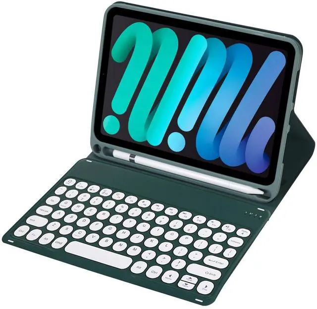 Alt view image 5 of 5 - KcoxdCn Slim Candy Colors Keyboard Case Compatible with iPAD Mini with S Pen Holder, Mutil Angles Stand Cover Detachable Wireless Keyboard (Dark Green, iPad Mini 2 3 4 5 (7.9 inch))