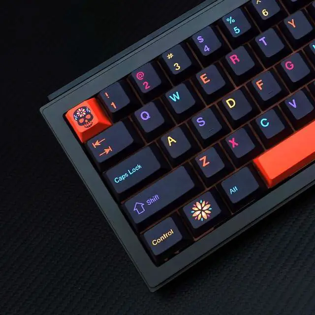 Main image of YMKPVR KBDiy Mictlan Five-Sided Dye-Sublimation 143 Keys Keycaps,Cherry Profile PBT Orange Custom Keyboard Keycap for 61/64/68/84/87/100/104/108 Mechanical Keyboard