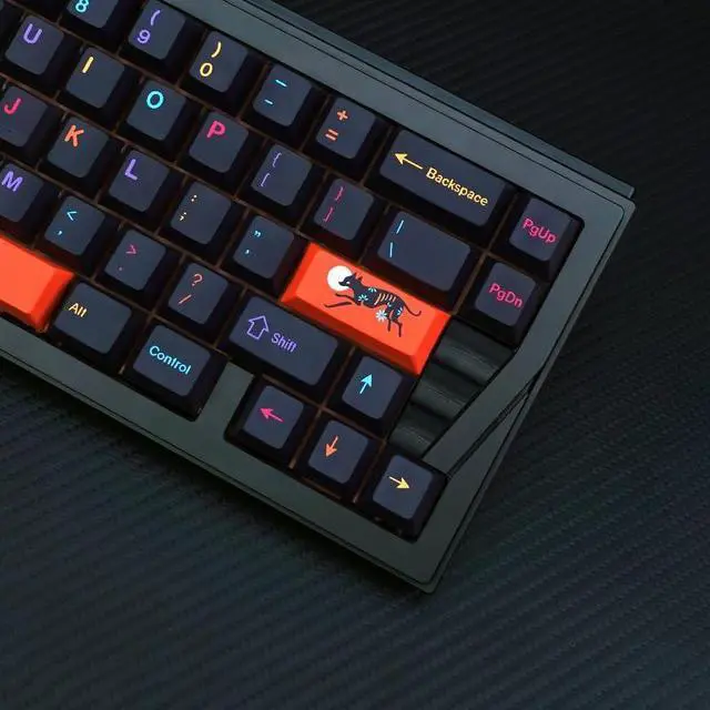 Alt view image 2 of 5 - YMKPVR KBDiy Mictlan Five-Sided Dye-Sublimation 143 Keys Keycaps,Cherry Profile PBT Orange Custom Keyboard Keycap for 61/64/68/84/87/100/104/108 Mechanical Keyboard