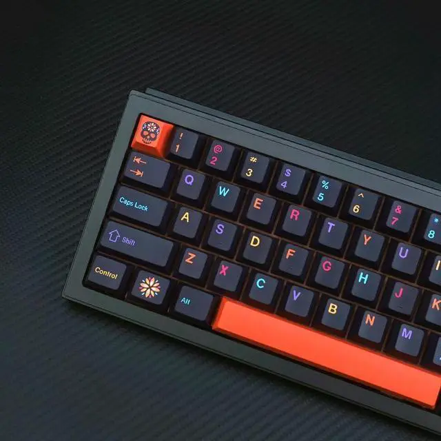 Alt view image 4 of 5 - YMKPVR KBDiy Mictlan Five-Sided Dye-Sublimation 143 Keys Keycaps,Cherry Profile PBT Orange Custom Keyboard Keycap for 61/64/68/84/87/100/104/108 Mechanical Keyboard
