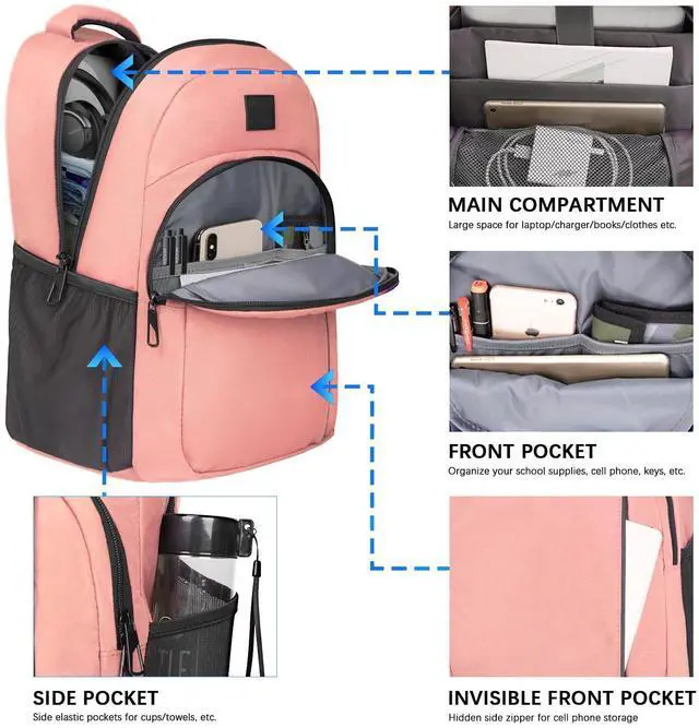 Alt view image 2 of 5 - LARIPOP Travel Laptop Backpack,15.6 Inch Business Laptop backpack for Men Women with USB Charging Port,Water-Resistant Laptopack Weekender Daypack for Work College Computer