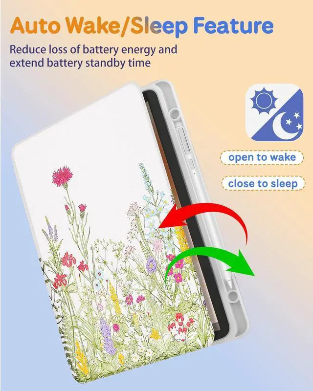 Alt view image 5 of 5 - Kidcube for Kindle Fire HD 10/10 Plus Tablet Case - 13th/11th Generation (2023/2021) 10.1" Women Girls Cute Flower Floral Design Rotating Stand Pencil Holder Folio Cases for  Fire HD 10/10 Plus