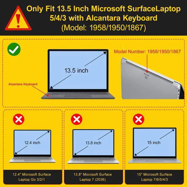 Alt view image 2 of 5 - Lepeoac Case for 13.5" Microsoft Surface Laptop 5/4/3 with Alcantara Palm Rest ONLY 2022 2021 2019 Release Models: 1950/1958/1867, Plastic Hard Shell Case with Keyboard Cover,Lavender Gray