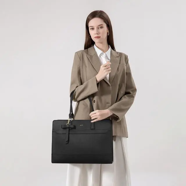 Alt view image 3 of 5 - Keyli 3pc Sets Laptop Bag Work Bags for Women,15.6 Inch Laptop Tote Bag Purses Waterproof Vegan Leather Computer Briefcase Professional Business Shoulder Handbags for Teacher Office Travel Black