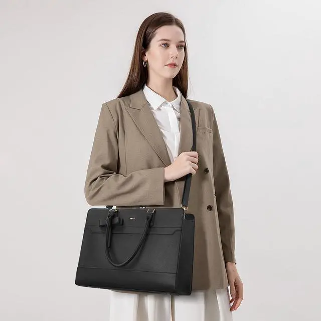 Alt view image 4 of 5 - Keyli 3pc Sets Laptop Bag Work Bags for Women,15.6 Inch Laptop Tote Bag Purses Waterproof Vegan Leather Computer Briefcase Professional Business Shoulder Handbags for Teacher Office Travel Black