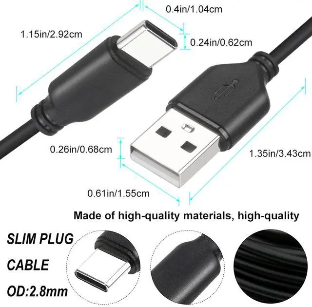 Alt view image 2 of 5 - YOTETION 40ft USB2.0 Slim USB C to USB A Cable, Black, 2.8mm, High Speed, Compatible with iPhone, Samsung, Pixel, LG, Motorola, PS5, Keyboard, Mouse
