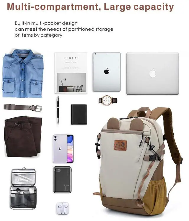 Alt view image 4 of 5 - ShyangLiang Leisure Sports Backpack for Teens Girls Boys, Middle School Backpack, University Backpack, Versatile Backpack, Lightweight Waterproof Travel Hiking Backpack(Khaki).