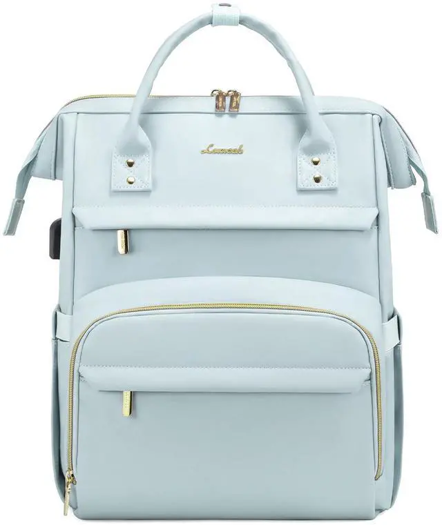 Main image of LOVEVOOK Leather Laptop Backpack for Women 17 inch,Travel Backpack Purse Nurse Teacher Backpack Computer Laptop Bag,Professional College Business Work Bags Carry On Backpack with USB Port,Pink Blue
