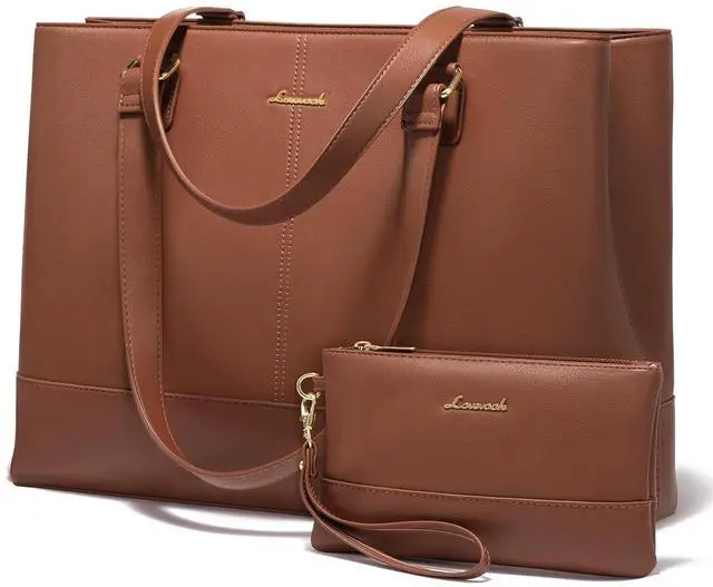 Main image of LOVEVOOK Laptop Tote Bag for Women 15.6 Inch Work Bag Leather Laptop Purse with Clutch, Large Computer Briefcase Bag for Office Business Teacher Casual
