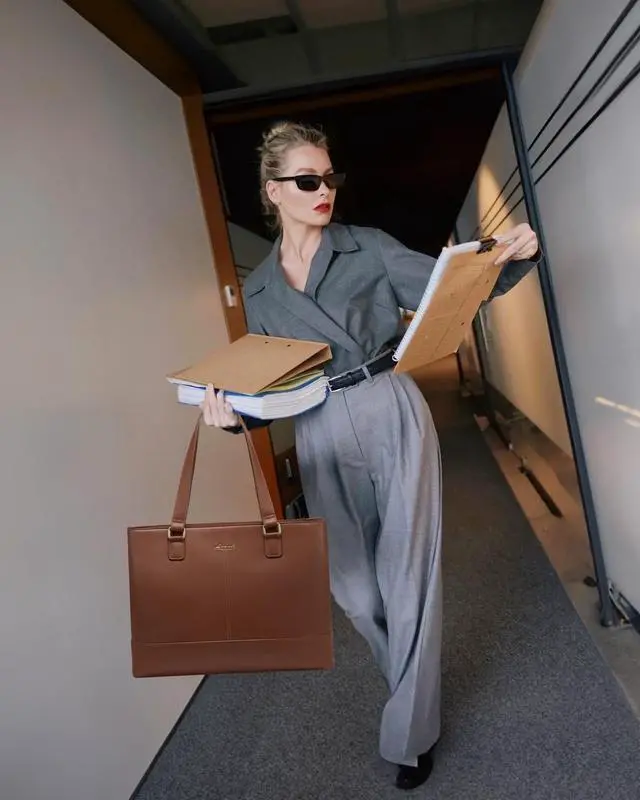 Alt view image 2 of 5 - LOVEVOOK Laptop Tote Bag for Women 15.6 Inch Work Bag Leather Laptop Purse with Clutch, Large Computer Briefcase Bag for Office Business Teacher Casual