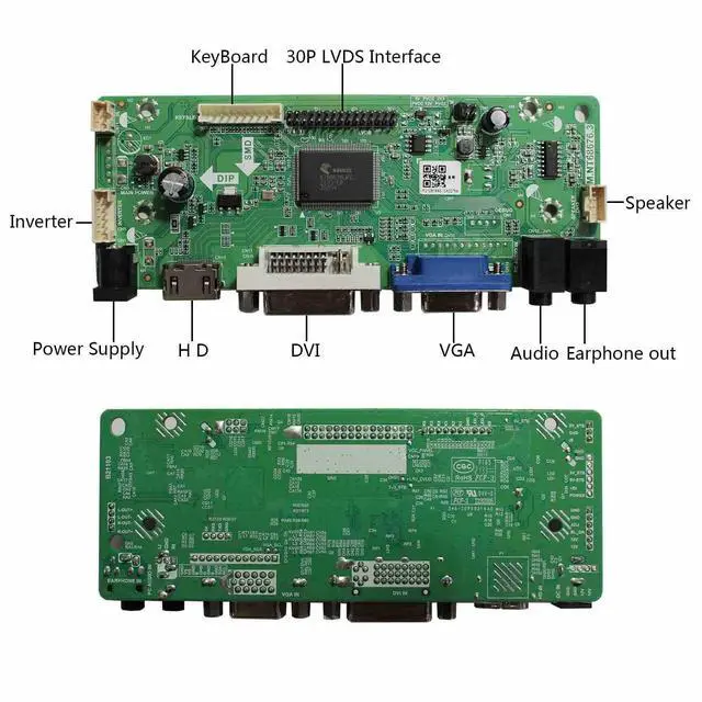 Alt view image 3 of 5 - HDMI VGA DVI LVDs Controller Board 40Pin for 15.6" 1366x768 LP156WH2 LP156WH3 LP156WH4 TL B156XW02 N156B6-L0b LCD Screen
