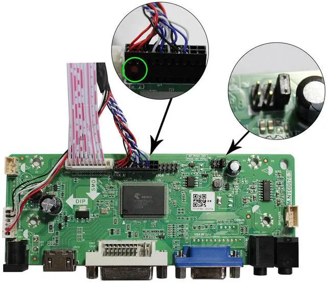 Alt view image 4 of 5 - HDMI VGA DVI LVDs Controller Board 40Pin for 15.6" 1366x768 LP156WH2 LP156WH3 LP156WH4 TL B156XW02 N156B6-L0b LCD Screen