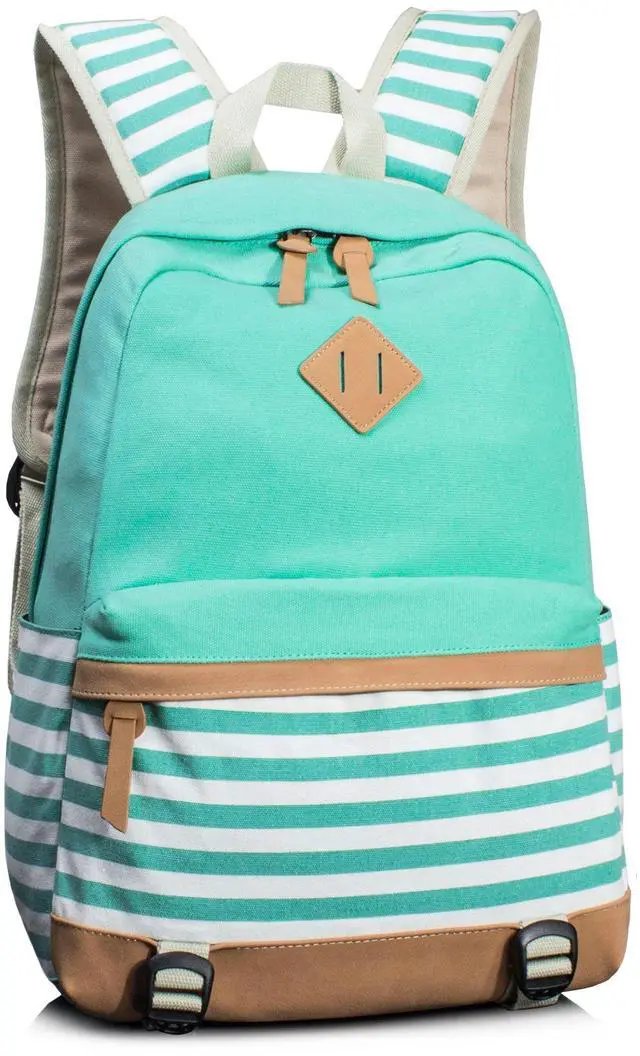 Main image of Leaper Navy Style School Laptop Backpack Girls Canvas Bookbag Water Blue