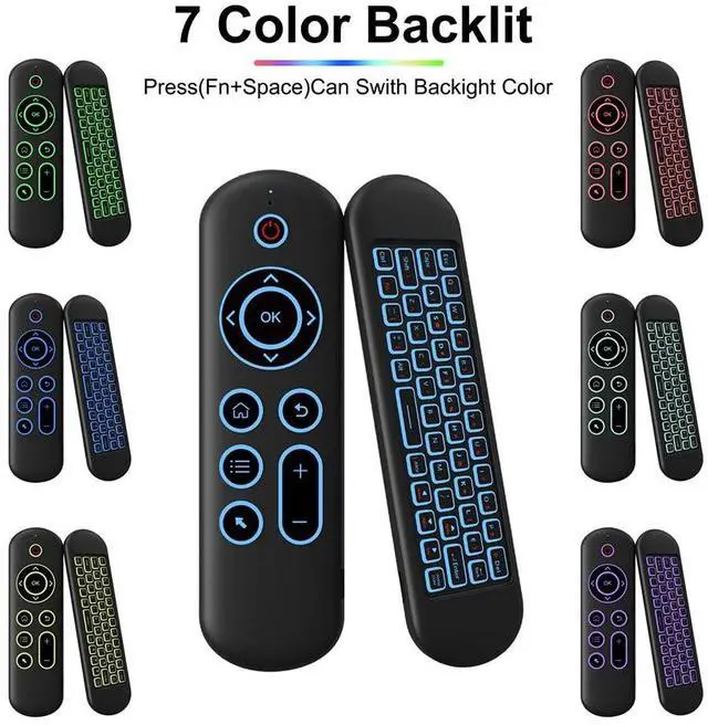 Alt view image 5 of 5 - LUVI Air Mouse Remote Control Mouse Wireless Mini Keyboard 2.4G & BT5.2 Motion Sensing Backlit Rechargeable Compatible with Android TV Box/PC/Smart TV/Projector/All-in-one PC/MAC Black
