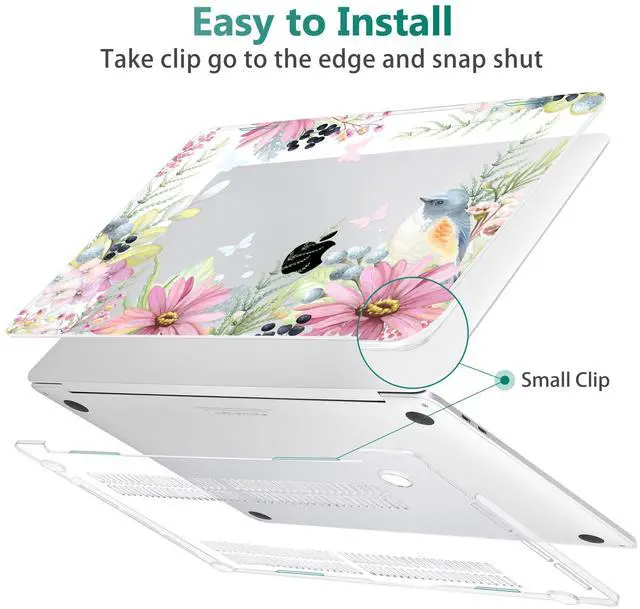 Alt view image 4 of 5 - May Chen Compatible with MacBook Pro 13 inch Case 2022 2021 2020 Release Models A2338 M2 M1 A2251 A2289, Plastic Hard Shell Case + Keyboard Cover for Mac Pro 13" with Touch Bar, Blue Bird