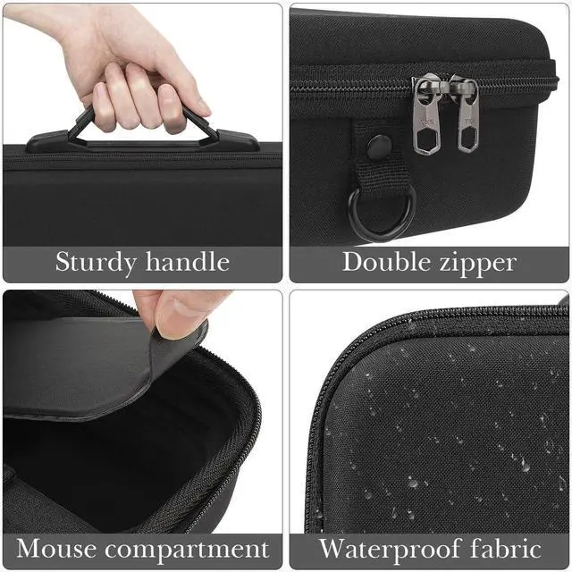 Alt view image 3 of 5 - Linkidea Hard Shell Travel Carrying case, Compatible with Apple 2024 Mac Mini Desktop Computer, Magic Keyboard, Magic Mouse and Magic Trackpad Protective Travel Bag (Black)