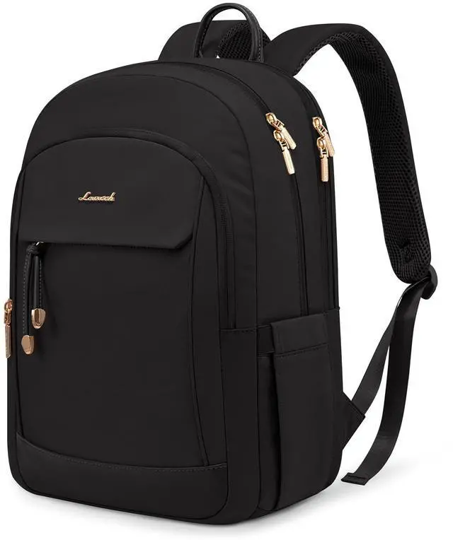 Main image of LOVEVOOK Laptop Backpack for Women, 15.6 inch Waterproof College Backpack Woman with Laptop Compartment Computer Bag Travel Backpack Purse, Large Black Computer Daypack for Work Casual, Black