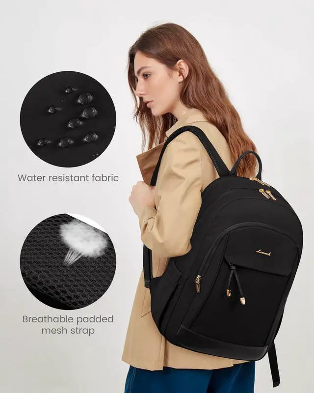 Alt view image 5 of 5 - LOVEVOOK Laptop Backpack for Women, 15.6 inch Waterproof College Backpack Woman with Laptop Compartment Computer Bag Travel Backpack Purse, Large Black Computer Daypack for Work Casual, Black