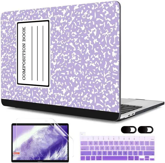 Main image of MEEgoodo Case for MacBook Pro 13 inch Case with M2 Chip 2022 2021 2020 New A2338 M1 A2251 A2289, Hard Shell with Keyboard & Camera Cover Compatible with 13 inch MacBook Pro, Composition Book Purple