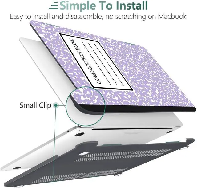 Alt view image 4 of 5 - MEEgoodo Case for MacBook Pro 13 inch Case with M2 Chip 2022 2021 2020 New A2338 M1 A2251 A2289, Hard Shell with Keyboard & Camera Cover Compatible with 13 inch MacBook Pro, Composition Book Purple