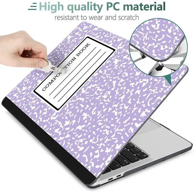 Alt view image 3 of 5 - MEEgoodo Case for MacBook Pro 13 inch Case with M2 Chip 2022 2021 2020 New A2338 M1 A2251 A2289, Hard Shell with Keyboard & Camera Cover Compatible with 13 inch MacBook Pro, Composition Book Purple