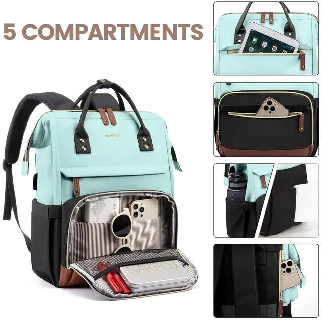 Alt view image 3 of 5 - LOVEVOOK Laptop Backpack for Women, 17 Inch Work Business Backpacks Purse With Large Capacity, Waterproof Nurse Bag College Bookbag for School, Waterproof Casual Daypack for Travel