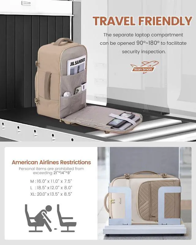 Alt view image 2 of 5 - LOVEVOOK Travel Backpack for Women,50L Carry On Backpack for Airplanes,18 Inch Laptop Personal Item Travel Bag,TSA Approved Carry On Luggage,Waterproof Weekender Business Hiking Bag