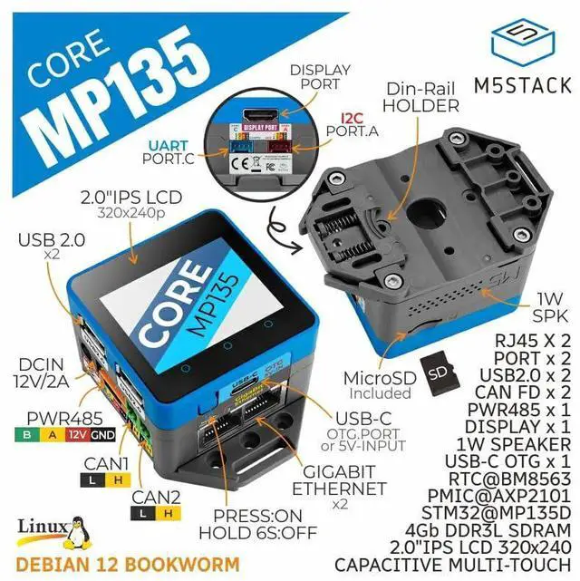 Alt view image 2 of 5 - M5Stack Official CoreMP135 with STM32MP135D