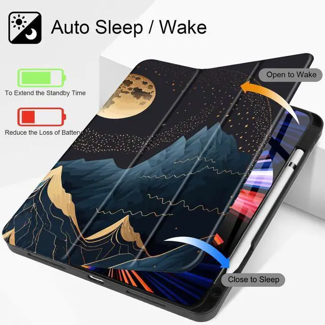 Alt view image 2 of 5 - May Chen Case for iPad Pro 11-inch 2024 5th Generation M4 Chip, [Built Pencil Holder 2/USB-C] Soft TPU Back Cover with Trifold Stand Support Auto Wake/Sleep, Traditional