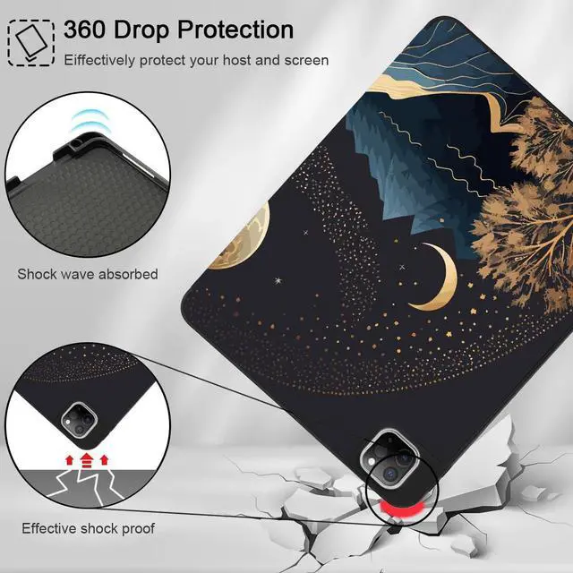 Alt view image 4 of 5 - May Chen Case for iPad Pro 11-inch 2024 5th Generation M4 Chip, [Built Pencil Holder 2/USB-C] Soft TPU Back Cover with Trifold Stand Support Auto Wake/Sleep, Traditional