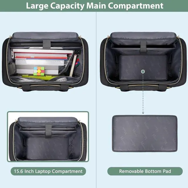 Alt view image 3 of 5 - MATEIN Rolling Laptop Bag for Women, 15.6 Inch Rolling Briefcase with Wheels &Detachable Cart, Roller Computer Teacher Tote Bag with Insulated Lunch Box Gift for Nurse Work Business Office, Deep Black