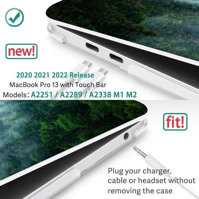 Alt view image 2 of 5 - May Chen Compatible with MacBook Pro 13 inch Case 2022 2021 2020 Release Models A2338 M2 M1 A2251 A2289, Plastic Hard Shell Case for MacBook Pro 13 inch with Touch Bar Fits Touch ID, Forest