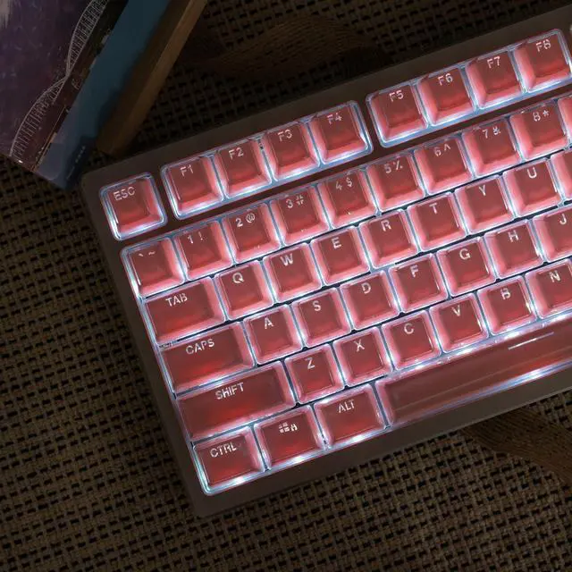 Alt view image 2 of 5 - mintcaps Crystal Jelly Keycaps, Translucent Keycaps 123Keys Set Custom KeyCap Set OEM Profile, Keyboard Key Caps for 100%,75%,65%60% Keyboard-Pink