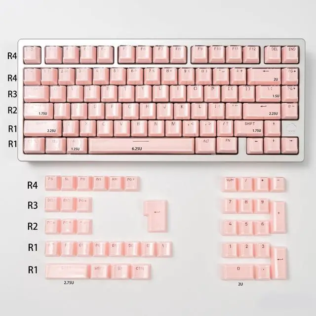 Alt view image 5 of 5 - mintcaps Crystal Jelly Keycaps, Translucent Keycaps 123Keys Set Custom KeyCap Set OEM Profile, Keyboard Key Caps for 100%,75%,65%60% Keyboard-Pink