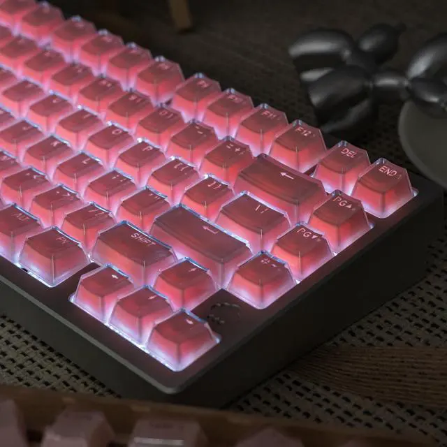 Alt view image 4 of 5 - mintcaps Crystal Jelly Keycaps, Translucent Keycaps 123Keys Set Custom KeyCap Set OEM Profile, Keyboard Key Caps for 100%,75%,65%60% Keyboard-Pink