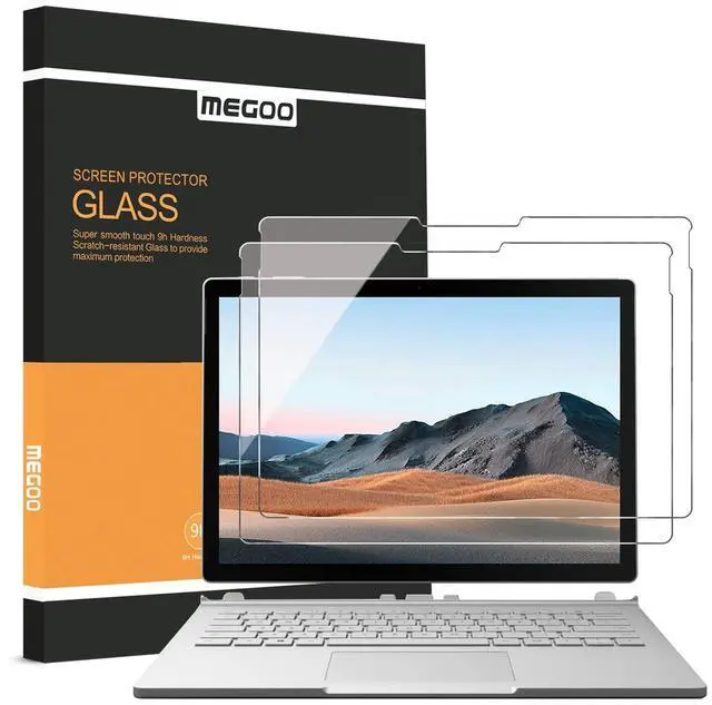 Main image of Megoo [2 Pack] Screen Protector for Surface Book 3/2/1 (13.5 Inch),Tempered Glass/Easy Installation/Scratch resistant, Compatible with Microsoft Surface Pen