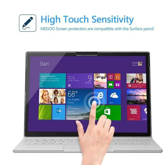 Alt view image 4 of 5 - Megoo [2 Pack] Screen Protector for Surface Book 3/2/1 (13.5 Inch),Tempered Glass/Easy Installation/Scratch resistant, Compatible with Microsoft Surface Pen