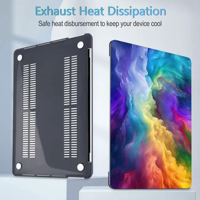 Alt view image 5 of 5 - Mektron for MacBook Air 13 Case A1466/A1369 (2010-2017 Release), Snap-on Plastic Hard Shell Cover for MacBook Air 13.3 inch with Keyboard Cover, Rainbow Cosmic