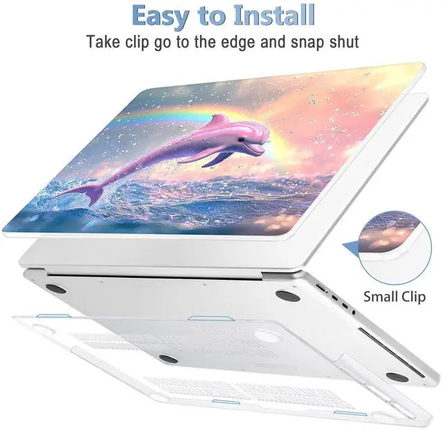 Alt view image 4 of 5 - Mektron Case for 2024 MacBook Pro 16" M4 A3403 A3186 Fits M3 A2991 M2 A2780 M1 A2485 (2021/2033) Pro/Max Chips with Touch ID, Hard Shell Plastic Laptop Cover Keyboard Cover, Jumping Dolphin