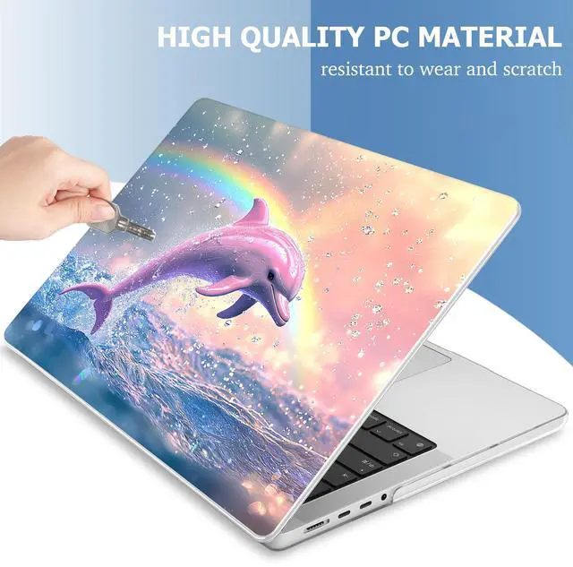 Alt view image 5 of 5 - Mektron Case for 2024 MacBook Pro 16" M4 A3403 A3186 Fits M3 A2991 M2 A2780 M1 A2485 (2021/2033) Pro/Max Chips with Touch ID, Hard Shell Plastic Laptop Cover Keyboard Cover, Jumping Dolphin