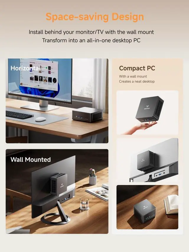 Alt view image 4 of 5 - MINISFORUM UM690L Slim Mini PC, AMD Ryzen 9 6900HX(8C/16T, up to 4.9 GHz) Mini Computer, 32 GB LPDDR5 and 1TB PCIe 4.0 SSD, DP/HDMI 2.1/USB 4, 4 x USB Type-A, WiFi 6E/BT 5.3