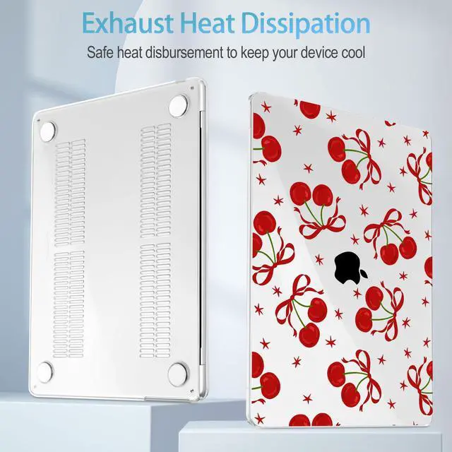 Alt view image 3 of 5 - Mektron Designed for 2025/2024/2023 MacBook Air 15 INCH M4 A3241 /M3 A3114 /M2 A2941 Case, Printed Plastic Hard Shell Cover with 15.3" Liquid Retina Display Touch ID, Red Bows-Cherry