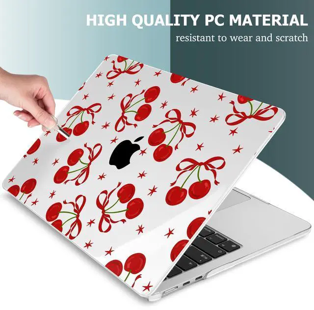 Alt view image 4 of 5 - Mektron Designed for 2025/2024/2023 MacBook Air 15 INCH M4 A3241 /M3 A3114 /M2 A2941 Case, Printed Plastic Hard Shell Cover with 15.3" Liquid Retina Display Touch ID, Red Bows-Cherry