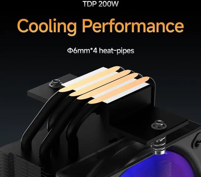 Alt view image 2 of 5 - Gamma A40 ARGB BK CPU Cooler,100mm PWM Fan,133mm Height Single Tower Computer Compact CPU Air Cooler,4 Copper Heat Pipes,ARGB Function,Fancy Top Cover,for Intel LGA 115X/1200/1700/1851&AMD AM4/AM5