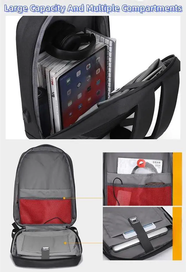 Alt view image 3 of 5 - ORILOOSEN Hard Shell Business Backpack Travel Laptop backpack USB port backpack Daily laptop backpack Waterproof travel backpack (Black)