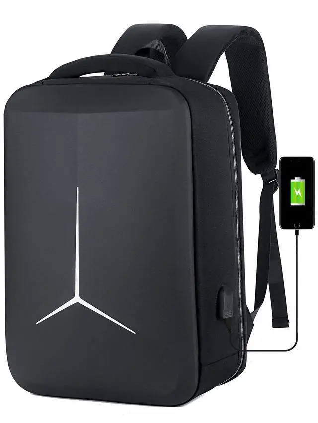 Main image of ORILOOSEN Hard Shell Business Backpack Travel Laptop backpack USB port backpack Daily laptop backpack Waterproof travel backpack (Black)